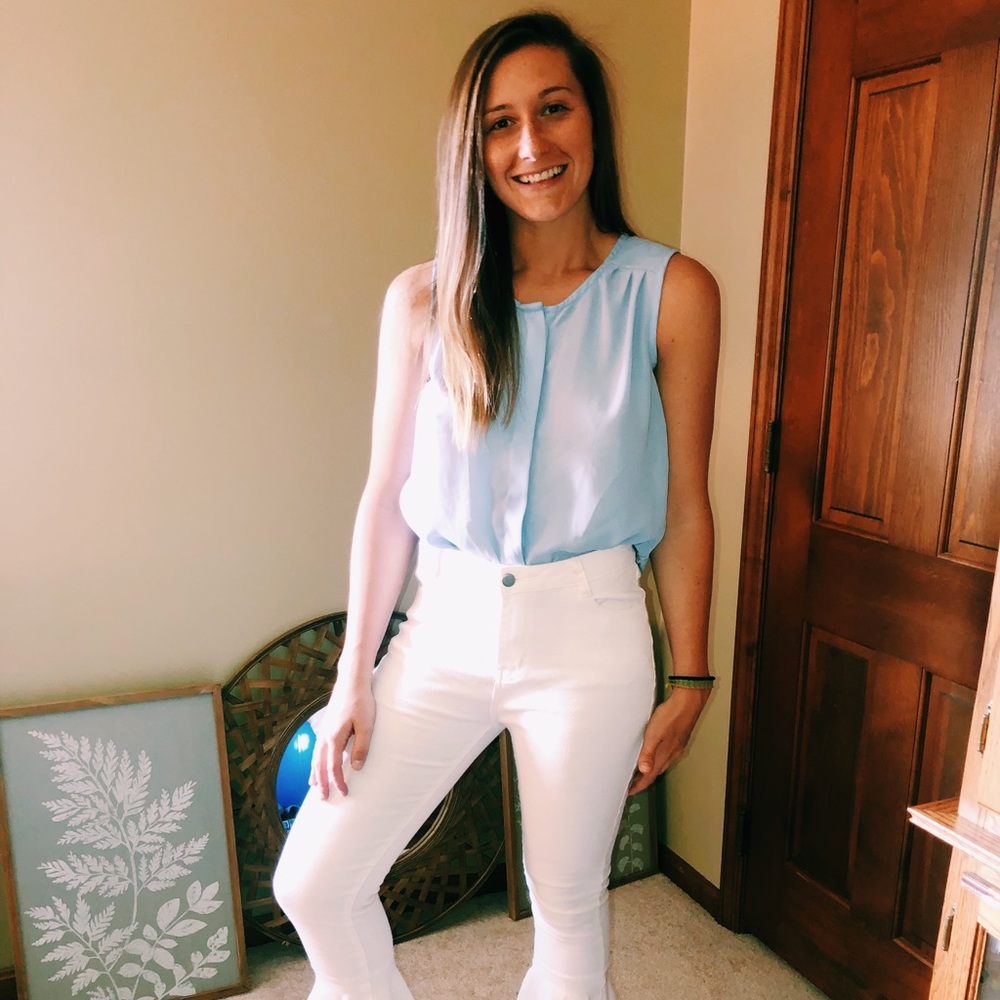 Light blue blouse!